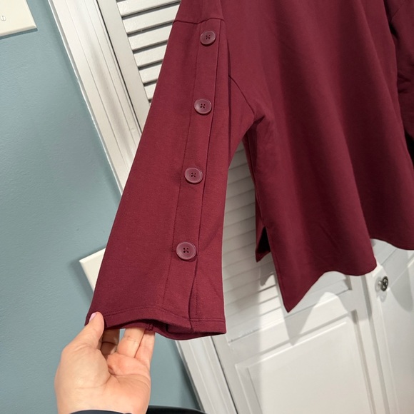 Eloquii Women's Wine Button-Sleeve Sweatshirt - Picture 4 of 6